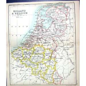 ANTIQUE MAP c1901 HOLLAND BELGIUM ZUIDER ZEE ZETLAND FLANDERS BELGIUM 