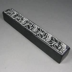 Black Soapstone Covered Coffin Box Stick & Cone Incense Burner, 10.5 