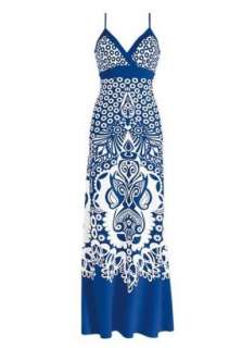 wunderschönes Sommerkleid Maxikleid Kleid blau weiß Gr. 42 K  