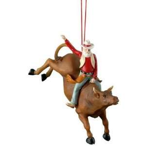 Santa Bull Rider Ornament 