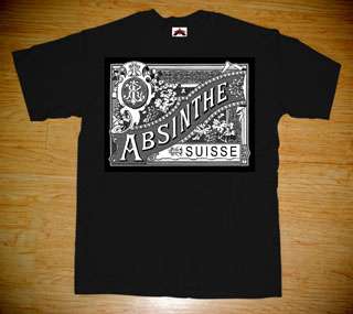 Absinthe Label T Shirt Green Goddess Bohemian Occult Gothic Poetry 