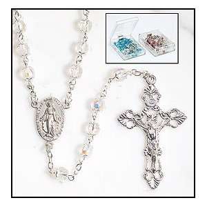  Disc Catholic Crystal Double Capped Rosary, Glass 6mm 