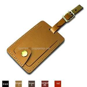 Business Card Sized Leather Luggage Tag With a Snap (color 