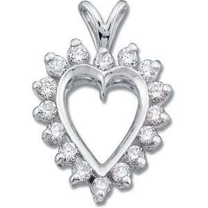  Diamond Heart Pendant in 14K White Gold Jewelry