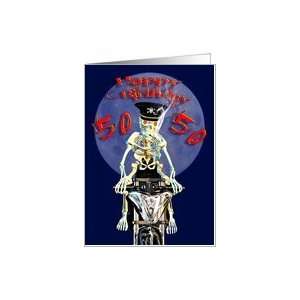 50th birthday skeleton biker Card  Toys & Games  