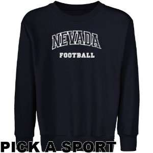 Nevada Wolf Pack Youth Navy Blue Custom Sport Arch Applique Crew Neck 