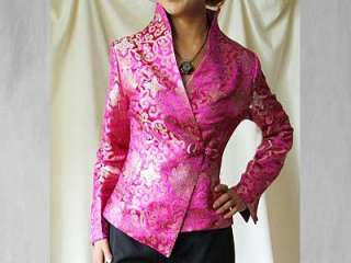 elegante Bluse China Brokat rosa, edel glänzend  