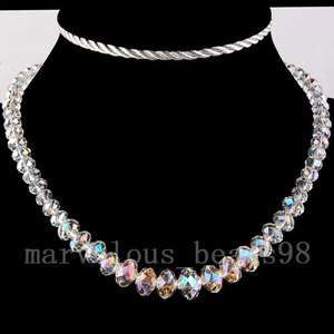 AB White Crystal Faceted Beads Necklace 17 G3227  