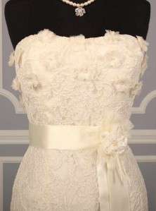 AUTHENTIC Anne Barge 587 Alencon Lace Strapless Ivory Couture Bridal 