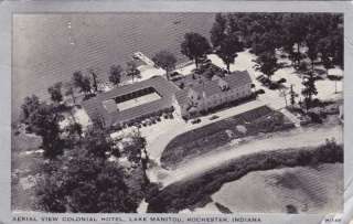 Aerial Colonial HOtel Manitou Rochester IN Postcard  