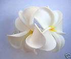   Hawaii Bridal Wedding Foam 2 Flower Hair Clip White Yellow Plumeria