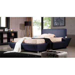  4pc Contemporary Modern Leather Queen Bed Set, DS EDG B1 