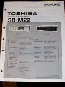 Toshiba SB M22 Stereo Amplifier Service Data/Manual  
