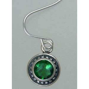  Faceted Emerald Green Quartz Sterling Silver Hook Earrings 