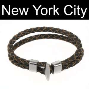  Double Strand Brown Braided Bolo Leather Bracelet 