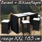 185cm BARSET Tisch+6 Barhocker Rattan Bar Theke Lounge Garten Poolbar 