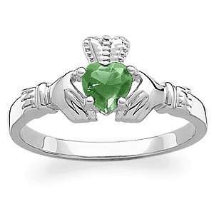  Sterling Silver August Birthstone Claddagh Ring, Size 9 Jewelry