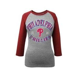 Philadelphia Phillies Womens Triblend Crew Neck Raglan T Shirt by 5th 