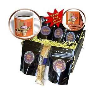   Strawberry Ice Cream Cone on Abstract, Orange   Coffee Gift Baskets