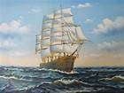 24 x 36 oil painting art sailboat battle ships pirates