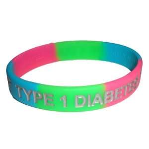Type 1 Diabetes Medical ID Wristband SummerSwirl with Silver Color 