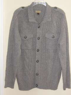 Mens Sonoma Heavy Gauge Cardigan Sweater Gray XL New  