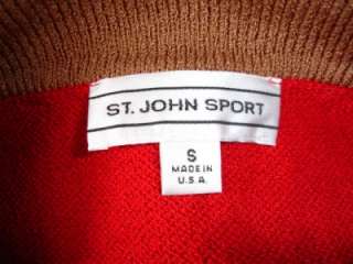 ST JOHN Womens GORGEOUS Knit Red Cream Dress Small NICE  