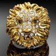   Marvelous swarovski Crystal Lion head yellow Gold GP 18K Fashion Rings