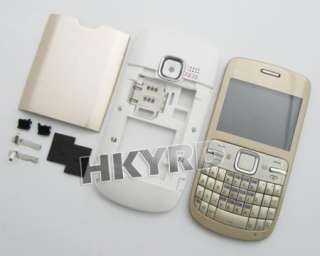 Gold Full Housing Cover Fascias Keypad for Nokia C3  