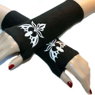 damask vampire bat embroidered arm warmers