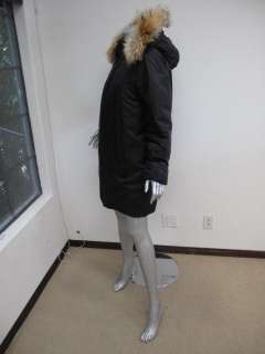 Helmut Lang Black Long Sleeve Zip Up Fur Hood Puffy Long Coat S  