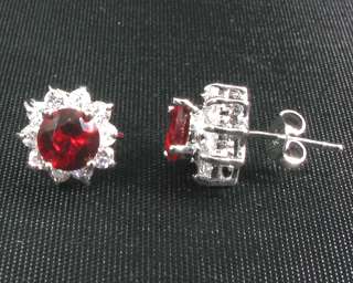 New Lady Round Cut Red Ruby 18K White Gold Plated Fashion Jewelry 