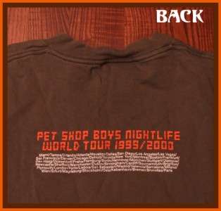 Pet Shop Boys 1999 Nightlife Concert Tour T Shirt Large  