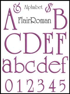 FlairRoman Font * Machine Embroidery *62 designs *2in  