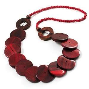 Üppige Halskette mit Knöpfen & Perlen aus Holz   72cm Länge  