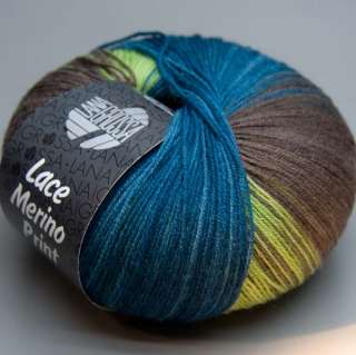 Lana Grossa Lace Merino Print 102 grün bunt 50g Wolle  