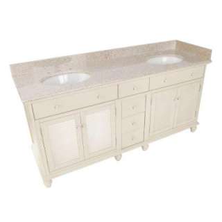 ForemostCottage 72 in. Vanity in Antique White with Granite Vanity Top 