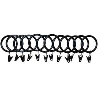 in. Matte Black Drapery Rings with Clips (12 Pack) for 1 in. or 1 3 