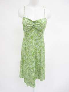 CREW Green Fan Print Crossed Strap SU 04 Dress Sz 6  