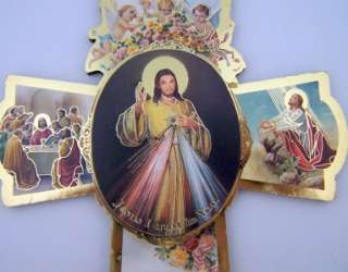 Very Divine Mercy Slim Catholic Wood Crucifix Wall Cross Gold Trim 6 