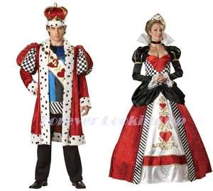 Deluxe Couples King Queen of Hearts Halloween Costumes SM 3X  