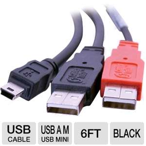 CTG 28107 USB 2.0 Mini B Male to USB A Male Y Cable 
