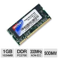 Patriot PSD1G33316S 1024MB PC2700 DDR SODIMM Memory   333MHz, 1x1024MB 
