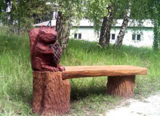Eichhörnchen Deko Garten Skulptur Holzfigur Handarbeit Bank in Bad 
