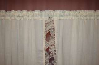 Vintage 6 White w/Lace Curtains Ties  
