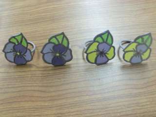 Purple/Yellow/Green Pansy Flower Napkin Rings  Easter / Spring   Set 