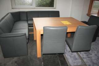 Eckbankgruppe ECHT LEDER mit 2 Stühlen + verstellbarer Sessel NEU in 