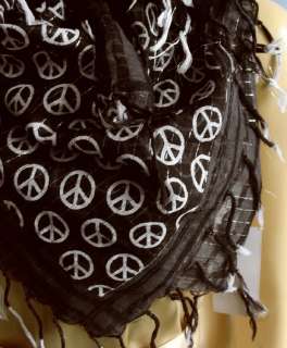 Steve Madden Black Square Peace Signs Print Scarf 2430  