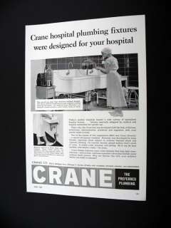 Crane Hospital Fixtures Mayo Scrub Sink 1958 print Ad  