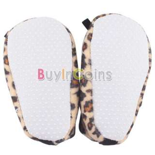 Newborn Infant Leopard Brown Bow Baby Soft Crib Shoes  